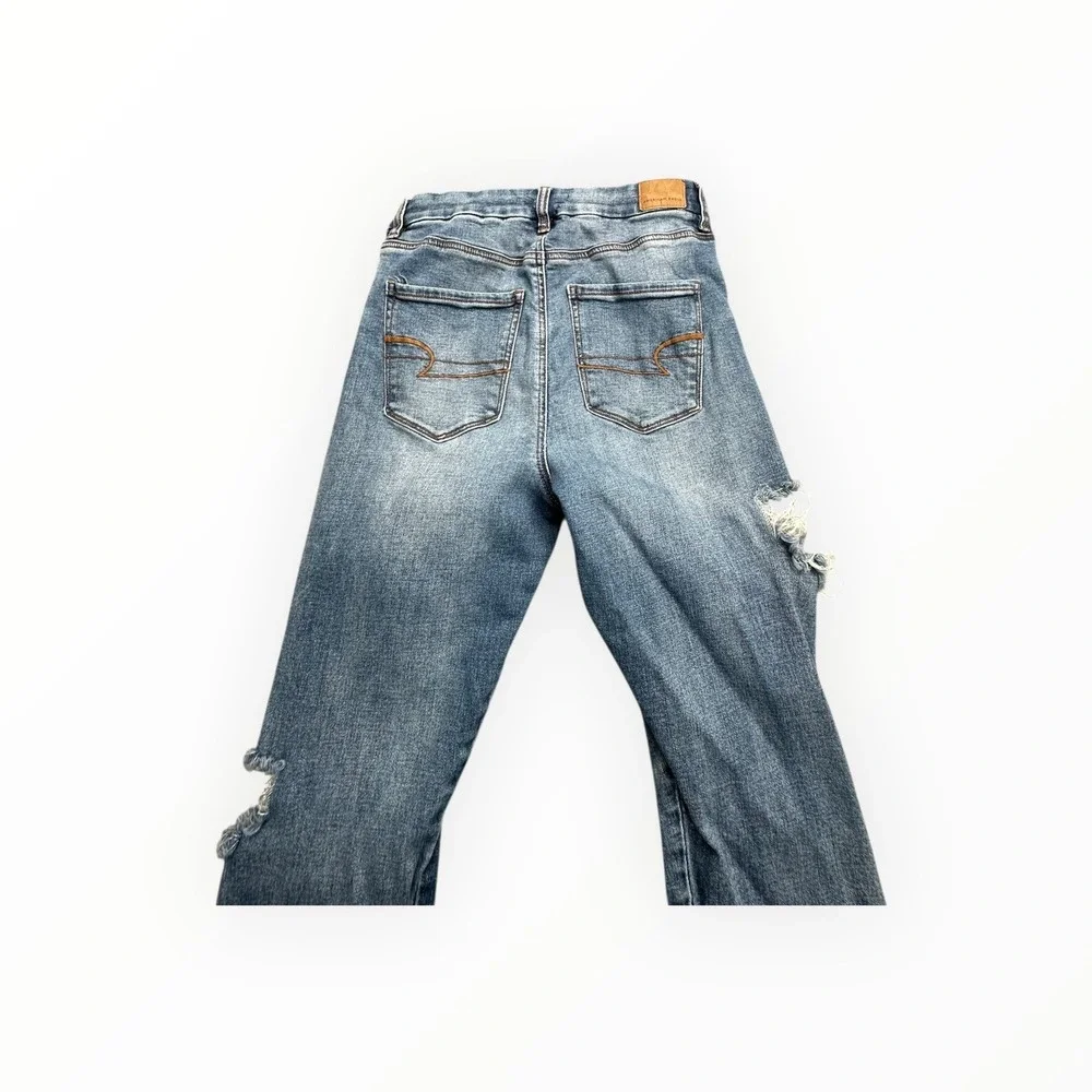 American Eagle Jegging Womens 6 Blue Curvy Super Hi-Rise Distressed Raw Hem Jean